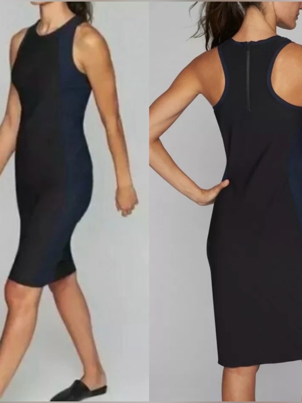 Athleta Stellar En Route Dress ~ M ~ Black & Navy